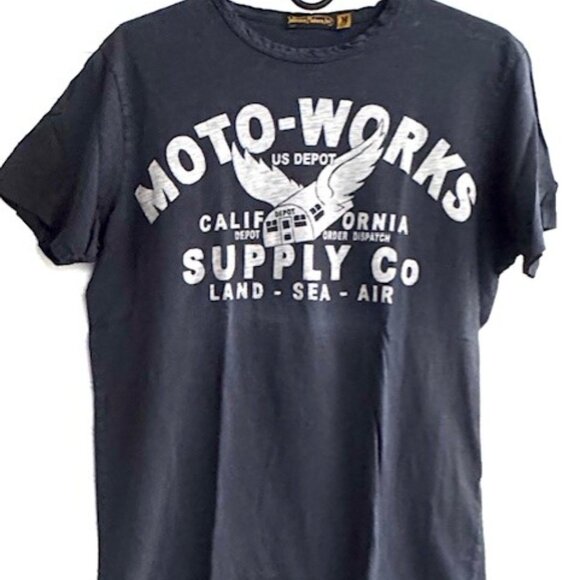 Johnson Motors MOTO WORKS distressed M Faded Black Shirt NEW without tags - Picture 2 of 6